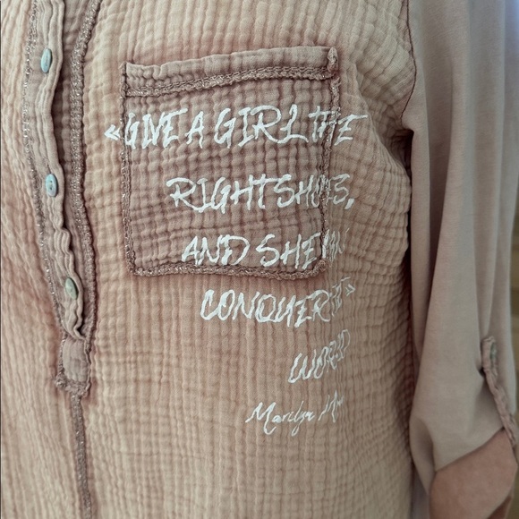 ANGELA MARA Marilyn Monroe Pink Gauze Shirt L - Picture 2 of 5